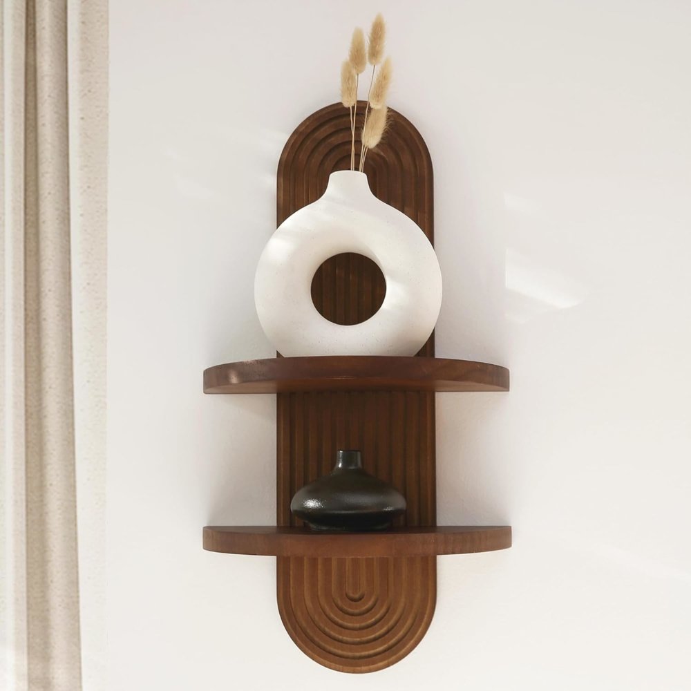 Mid-Century Arched Wall Shelf – Floating Shelves for Home Deco