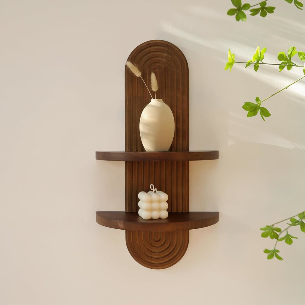 Mid-Century Arched Wall Shelf – Floating Shelves for Home Deco