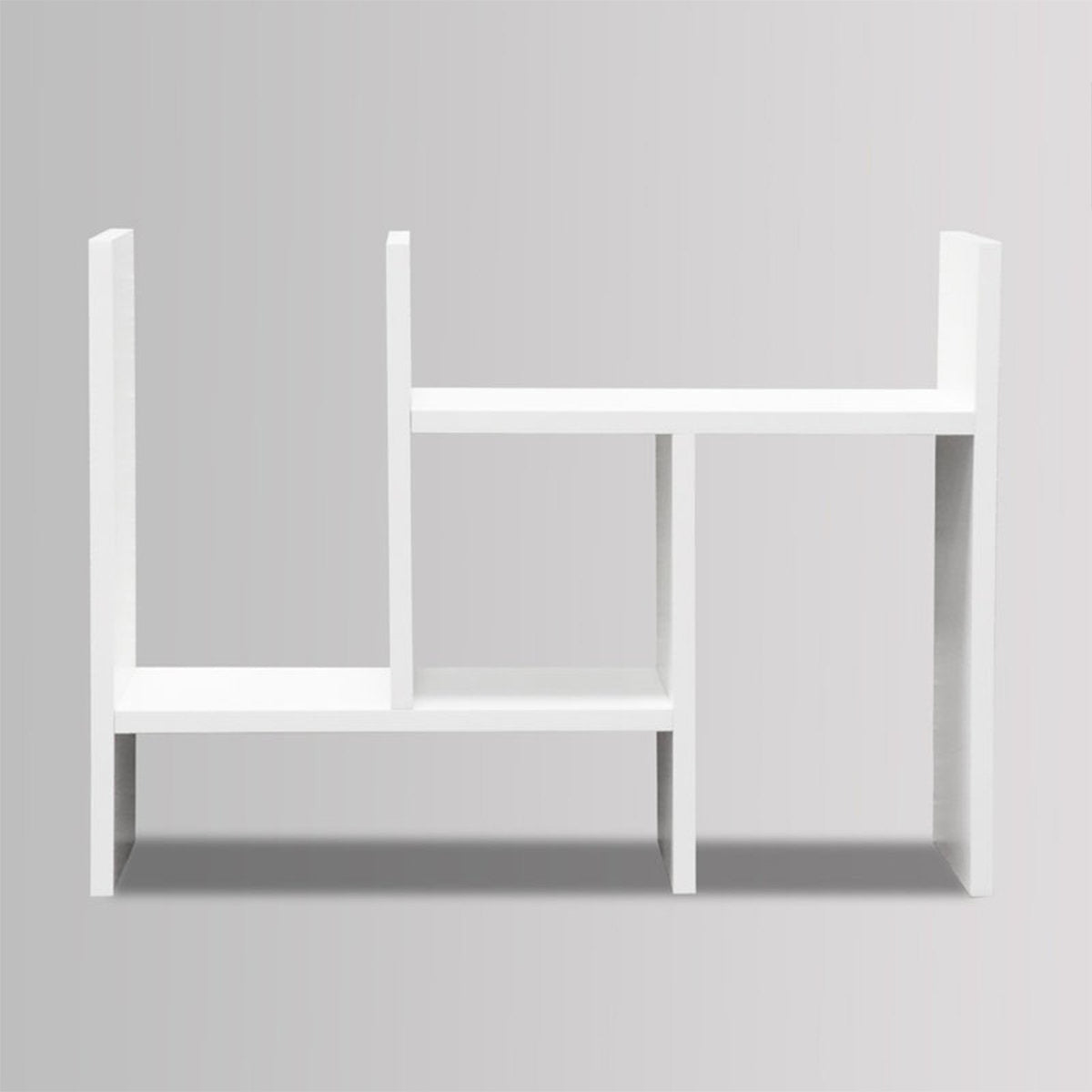 White finish desk organizer shelf, front view