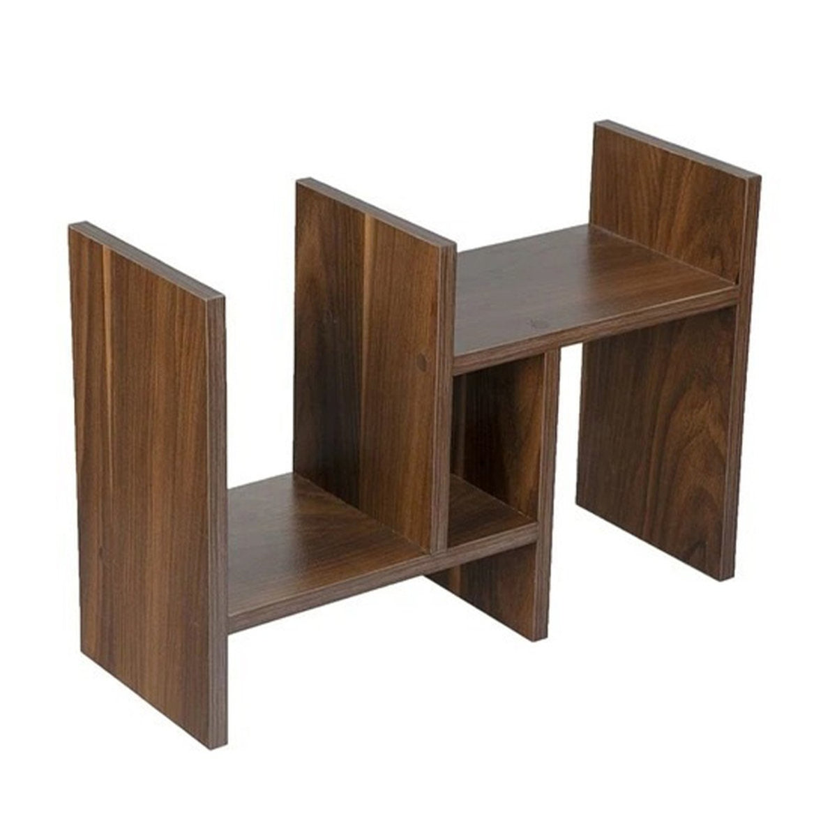 Walnut wooden desk organizer, angled view