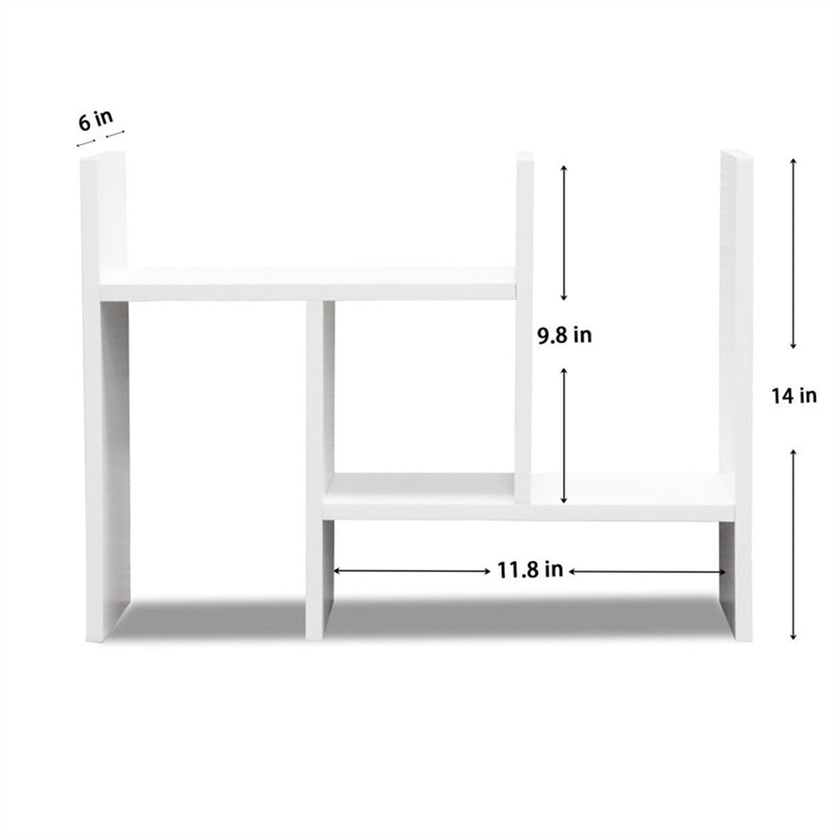 White desk organizer dimensions diagram: 14 x 11.8 inches