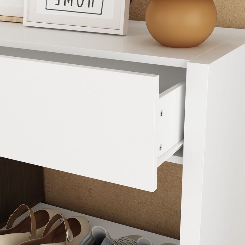 3-Tier Shoe Cabinet – 10 Pair Storage | White &amp; Brown | 40.5" Tall