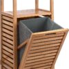 Butlers Big Bamboo Bathroom Shelf with Bamboo Laundry Basket - 40x95 cm - Wooden bathroom cabinet