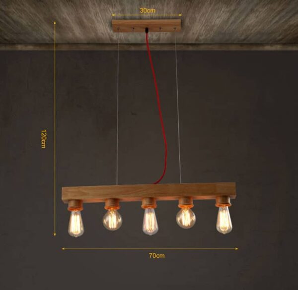 Classic Wooden Bar 5 Head Lamp