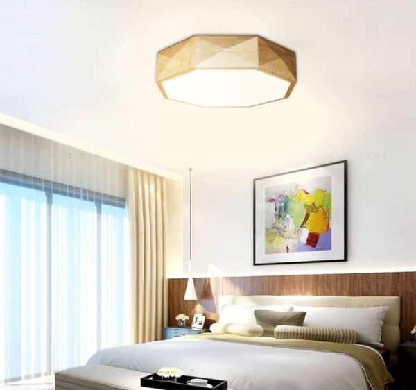 Wooden Geometry Octagon Ceiling Lamp