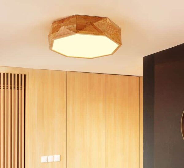 Wooden Geometry Octagon Ceiling Lamp
