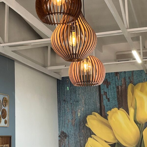 Round Oval Wooden Pendant Light Chandelier Lampshade