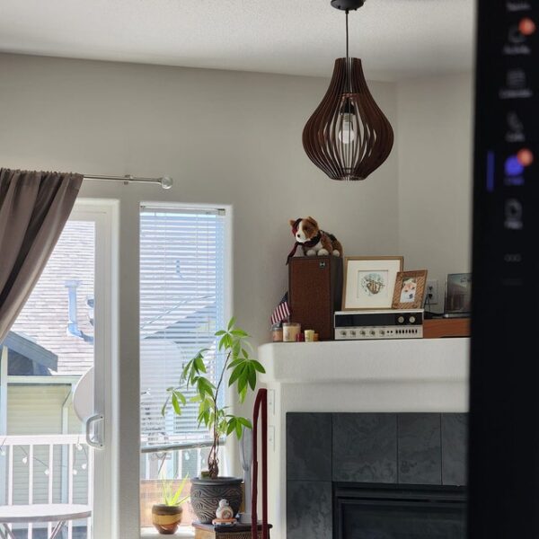 Round Oval Wooden Pendant Light Chandelier Lampshade