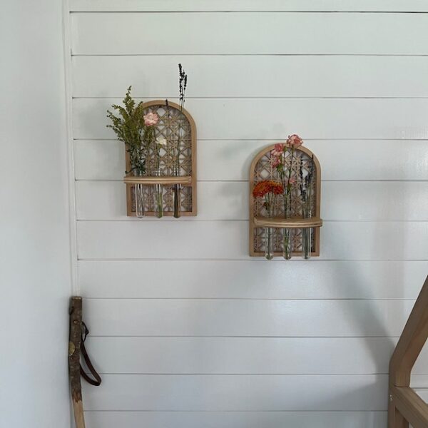 Handmade Boho Rattan Plant Wall Shelf Propagation Station