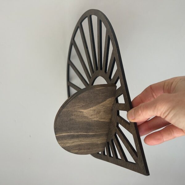 Floating Sun Teardrop shaped wood wall shelf - Accent shelf plant shelf wall décor crystal display shelf