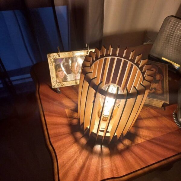 Modern Cylinder Table Wooden Lamp