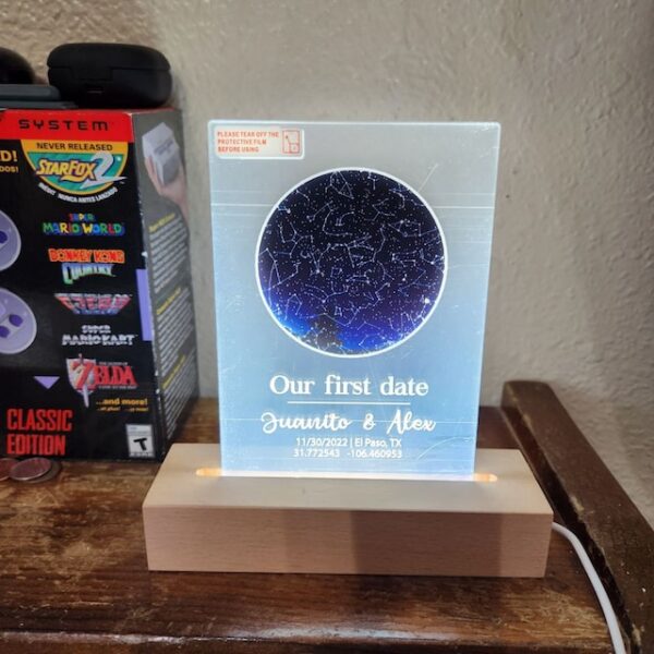 Custom Star Map Night Light - Personalized First Date Map Night Light - Anniversary Gift
