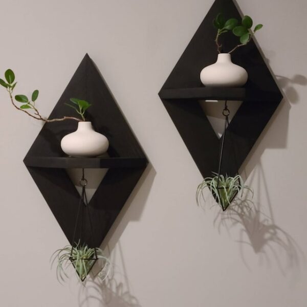 Geometric Wood Wall Art, Geometric Wall Sconce (Set of 2), Geometric Shelf, Small Wall Decor, Small Wooden Shelves, Geometric Wall Decor