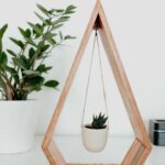 Trending Hanging Diamond Planter for Succulents, Air Plants - Wood Shelf Included