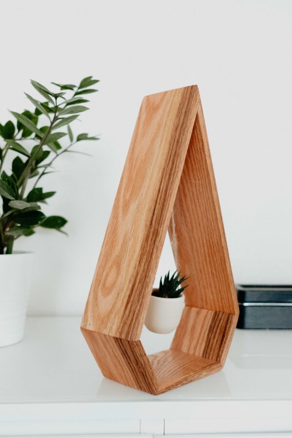 Trending Hanging Diamond Planter for Succulents, Air Plants - Wood Shelf Included