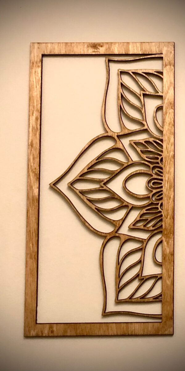 Flower mandala wood wall art, 3 panel in natural or 11 other finishes, decor wall art original