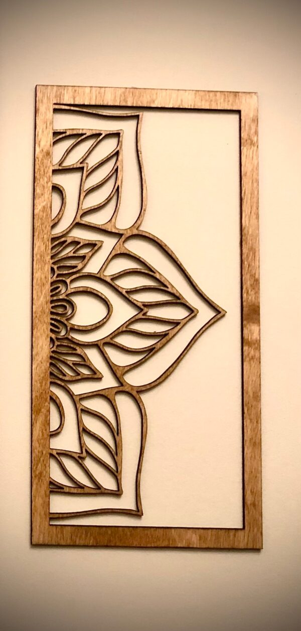 Flower mandala wood wall art, 3 panel in natural or 11 other finishes, decor wall art original