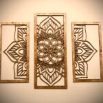 Flower mandala wood wall art, 3 panel in natural or 11 other finishes, decor wall art original