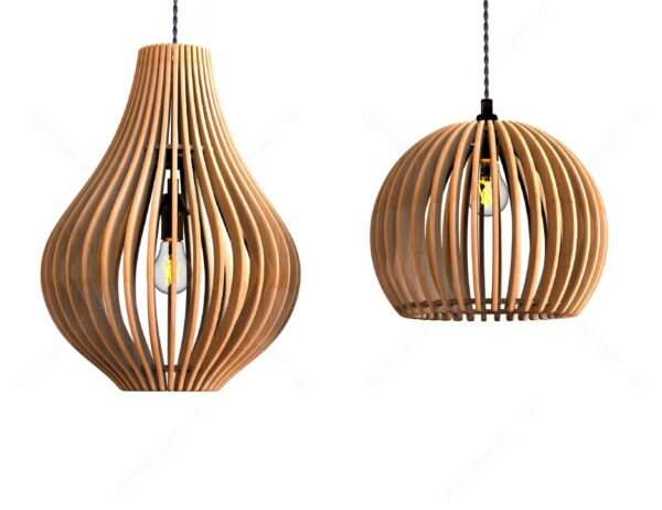 Round Oval Wooden Pendant Light Chandelier Lampshade