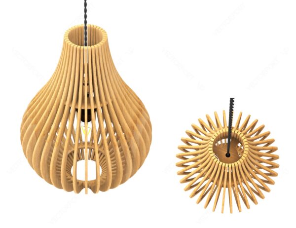Round Oval Wooden Pendant Light Chandelier Lampshade