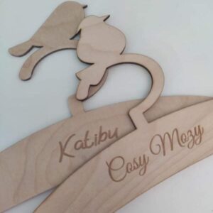 Personalized Baby Birds Wooden Hangers - Nursery Decor and Baby Shower Gifts- BY Zento Stores- Customized