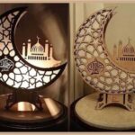 Ramadan Wooden Moon Stand Light - Elegant Ramadan Decor