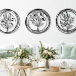 Set of 3 Poppy Flowers Metal Wall Art, Livingroom Flower Wall Decor, Above Bed Decor, Unique Home Decor, Large Flower Wall Art, Home Gift