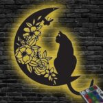 Cat and Moon Metal Wall Art by Zento Stores