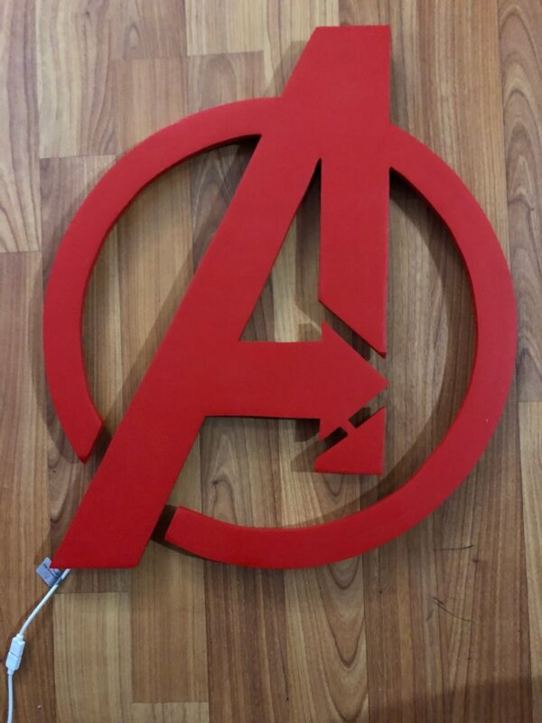 Illuminated Avengers wooden LED Sign, wall sign, Avengers wall art, Avengers Sign