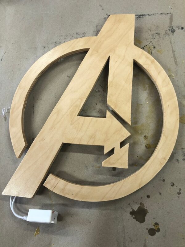 Illuminated Avengers wooden LED Sign, wall sign, Avengers wall art, Avengers Sign