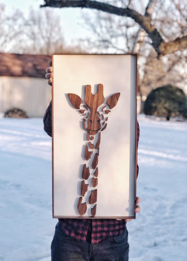 Walnut Giraffe Wall Art