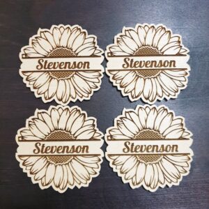 Sunflower Coasters Set (95MM) | Sunflower Gifts | Personalize Gift