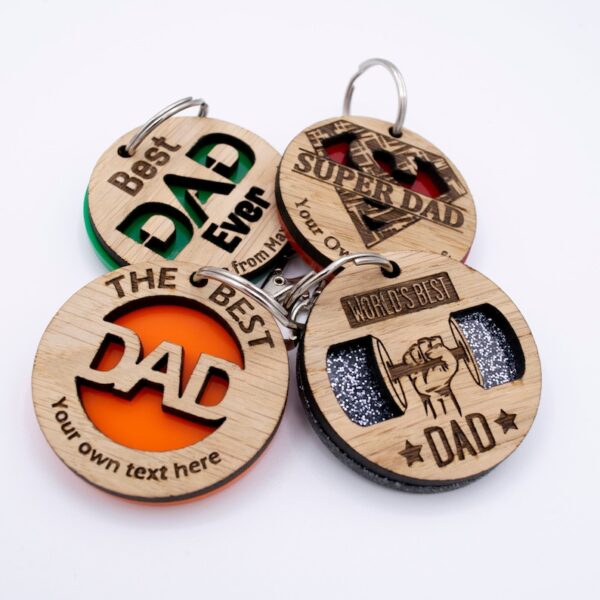 Personalised Keyring for Dad, Custom Birthday Gift for Dad from Kids