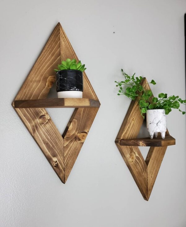 Geometric Wood Wall Art, Geometric Wall Sconce (Set of 2), Geometric Shelf, Small Wall Decor, Small Wooden Shelves, Geometric Wall Decor