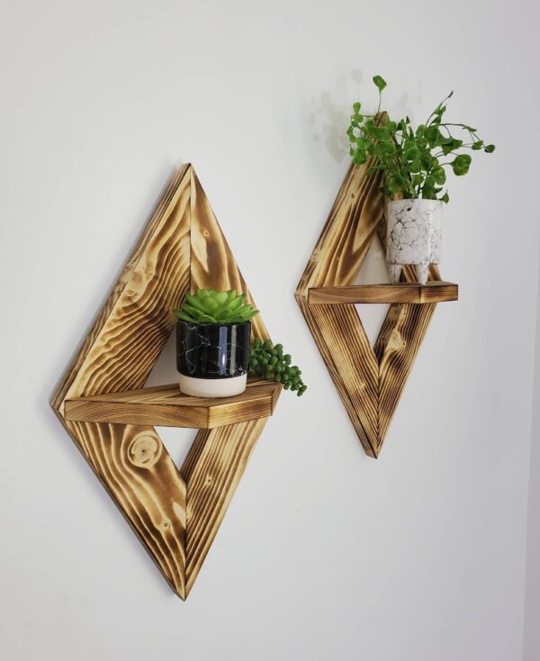 Geometric Wood Wall Art, Geometric Wall Sconce (Set of 2), Geometric Shelf, Small Wall Decor, Small Wooden Shelves, Geometric Wall Decor