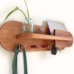 Exotic Mahogany Entryway Organizer, Wall Mount Coat Rack with Shelf, Key Holder, Mail Organizer, Entryway Organization for Home Decor