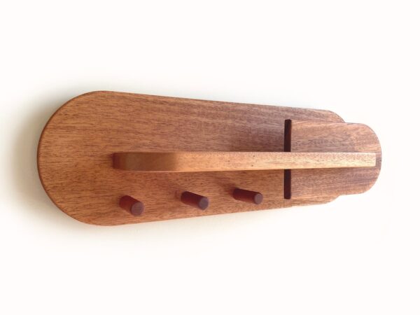 Exotic Mahogany Entryway Organizer, Wall Mount Coat Rack with Shelf, Key Holder, Mail Organizer, Entryway Organization for Home Decor