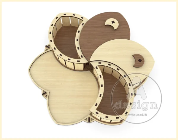 Handcrafted Wooden Mixed Nuts Box - Unique Storage Organizer