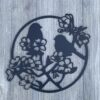 Powder Coated Steel Metal Sign with Birds and Flowers