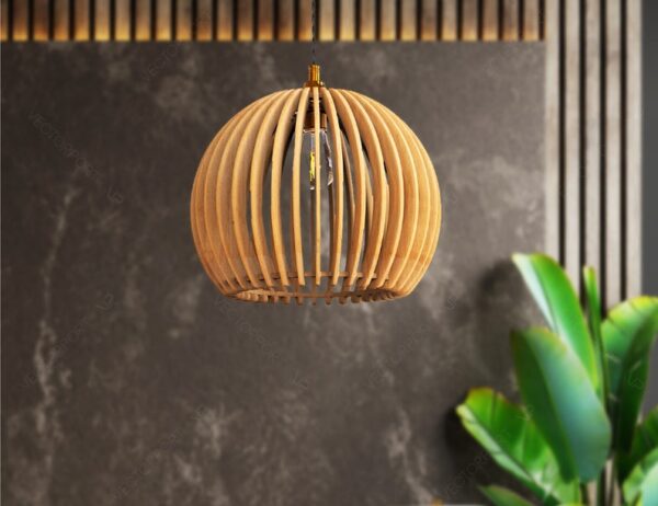 Round Oval Wooden Pendant Light Chandelier Lampshade