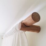 Handmade Wooden Curtain Rod Set, Natural Finish, Customizable Length
