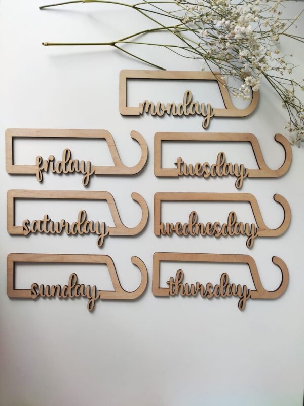Days of the Week Closet | Dividers Baby Closet Dividers Handmade Wood | Wooden Baby Gifts | Organize Babies Closet