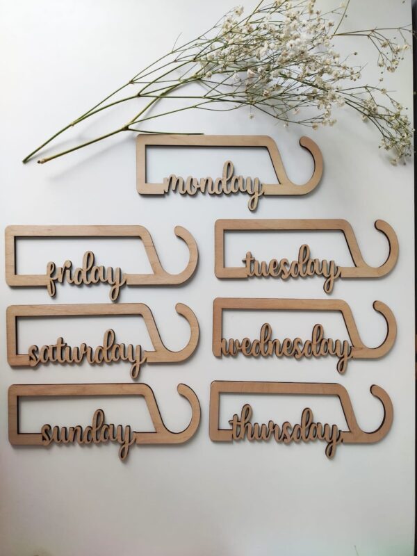 Days of the Week Closet | Dividers Baby Closet Dividers Handmade Wood | Wooden Baby Gifts | Organize Babies Closet