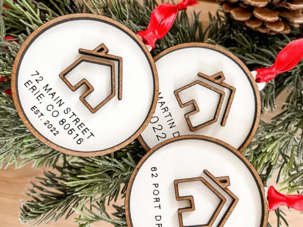 House Address Ornament | Housewarming Gift New Home Gift Ornament Custom First Home New Address Simple Minimalist | Gift for new homeowners