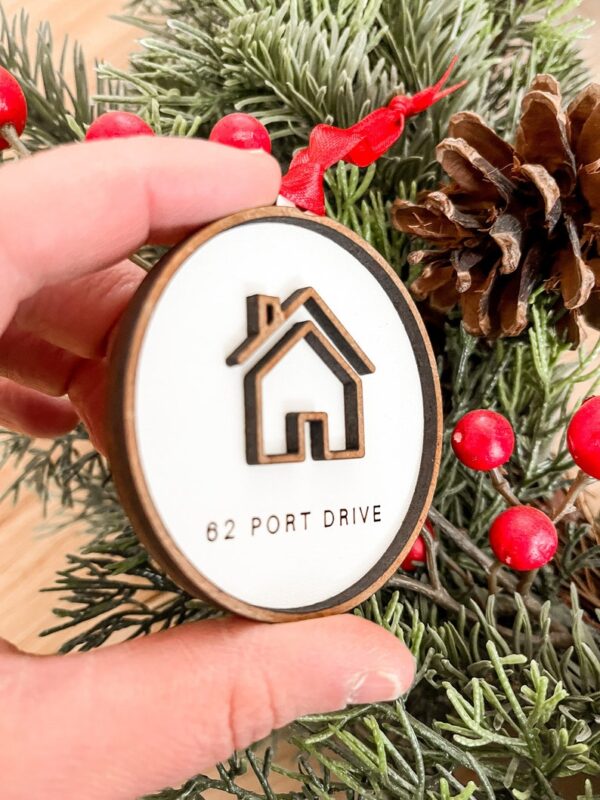 House Address Ornament | Housewarming Gift New Home Gift Ornament Custom First Home New Address Simple Minimalist | Gift for new homeowners