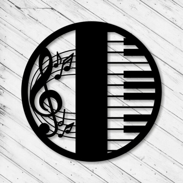 Piano Music Wall Art Decor - Handcrafted Metal Wall Hanging