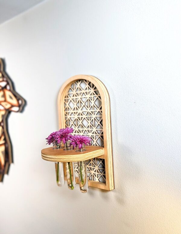 Handmade Boho Rattan Plant Wall Shelf Propagation Station