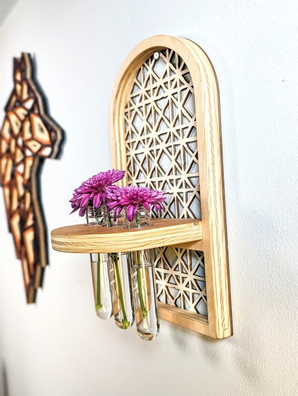 Handmade Boho Rattan Plant Wall Shelf Propagation Station