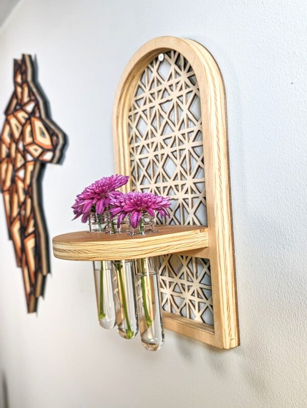 Handmade Boho Rattan Plant Wall Shelf Propagation Station