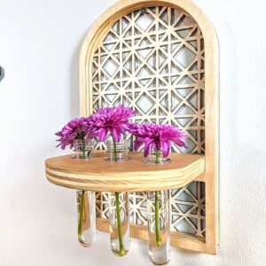 Handmade Boho Rattan Plant Wall Shelf Propagation Station